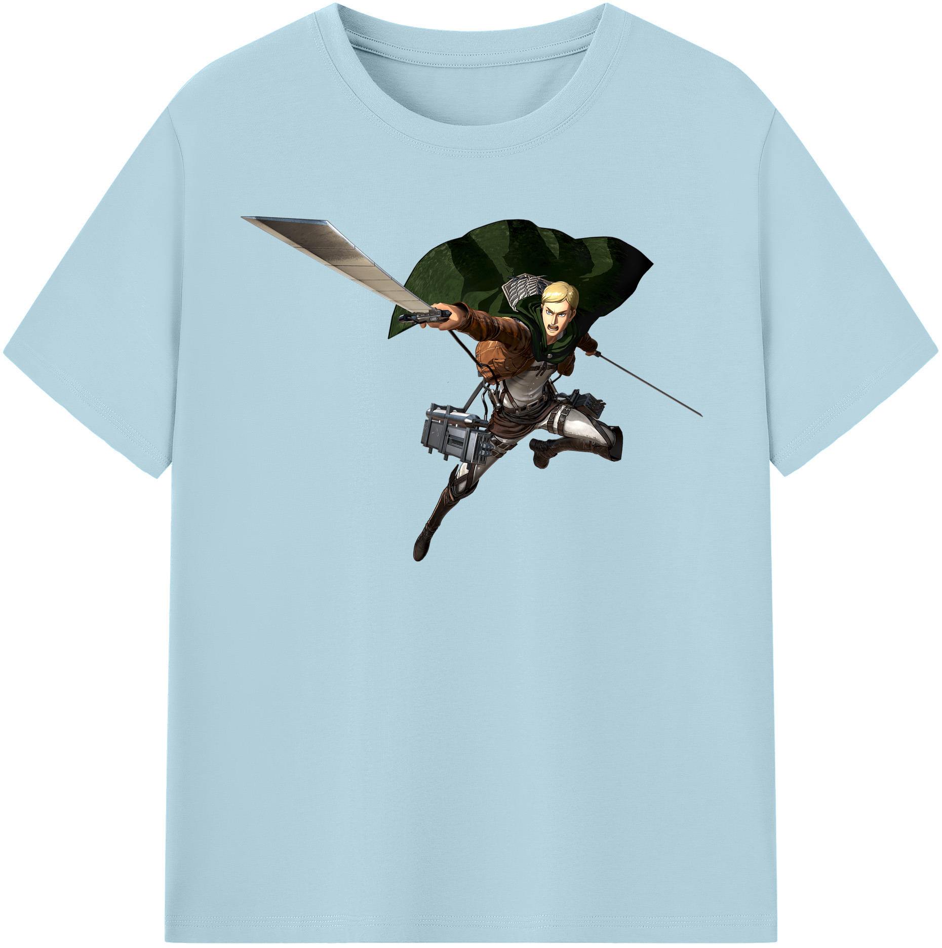 （画像用） 進撃の巨人 エルヴィン・スミス Attack on Titan Erwin Smith 綿100％半袖Tシャツ（フロントプリント）